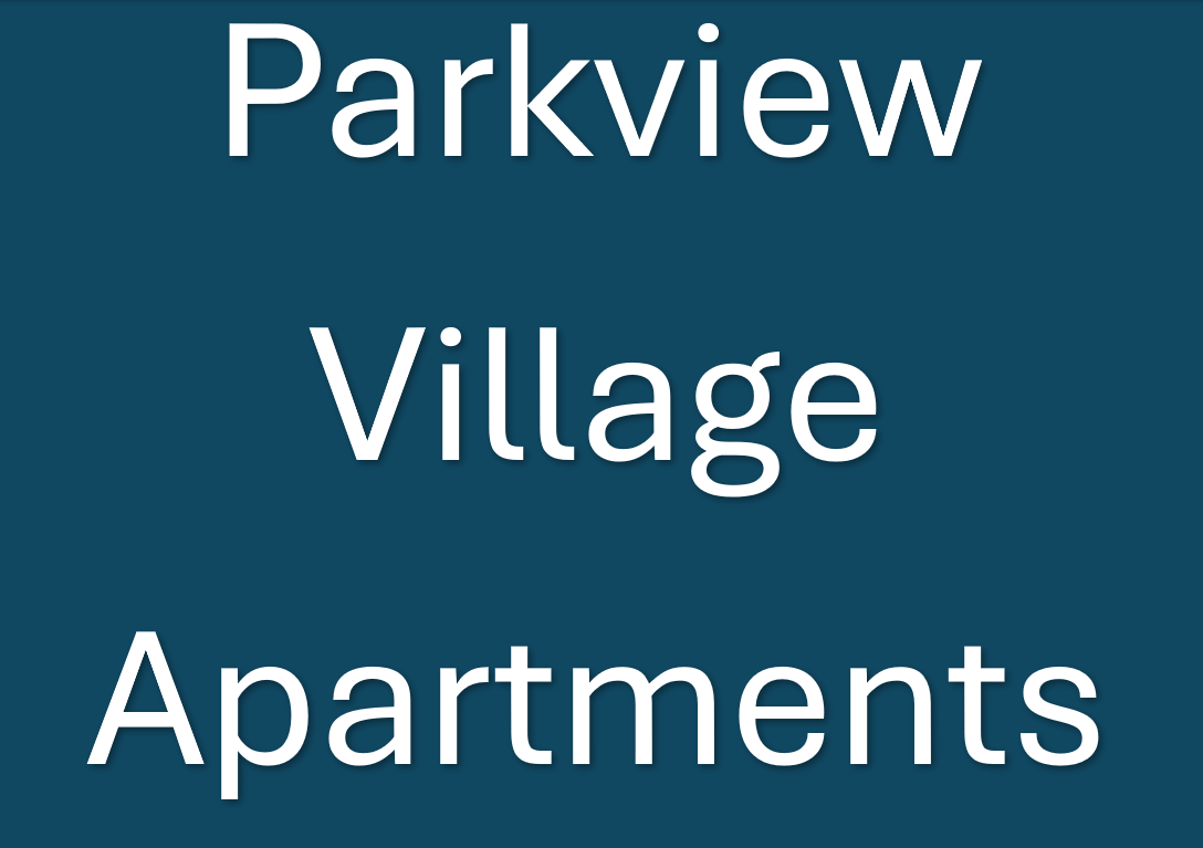 The image displays the text "Parkview Village Apartments" in a large, bold font.
